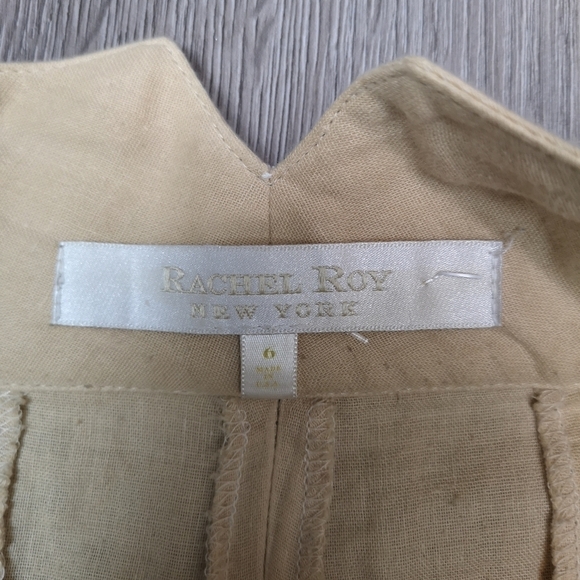 Y2K Vintage Rachel Roy Boho Double Belted Low Slung Pleated Linen Trouser Shorts - Picture 3 of 4